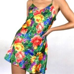 Victoria Secret Gold label vintage‎ size small floral mini slip dress w robe